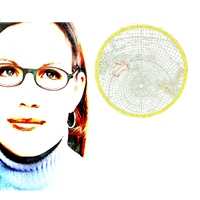 Woman thinking about the world, posterized conceptualization